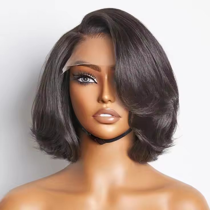 Highlight Color 5x5 Lace Closure Human Hair Wigs Short Layered Body Wave Lace Frontal Pixie Cut Bob Wig