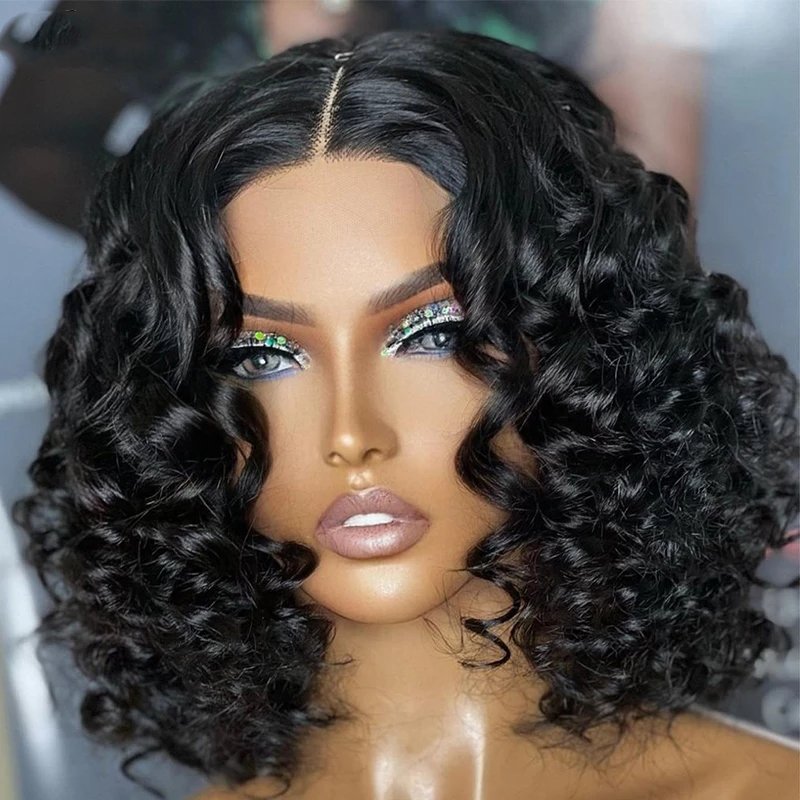 Natural Color Loose Wave Short Bob Wig Transparent Color Lace Front Closure Wig Brazilian Virgin Human Hair Wig For Women