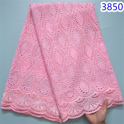 African Cotton Lace Fabric 2024 High Quality 5 Yards Crystals Swiss Voile Lace Fabric Switzerland Elegant Dress for Women 3850