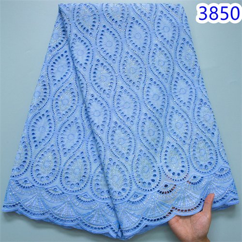 African Cotton Lace Fabric 2024 High Quality 5 Yards Crystals Swiss Voile Lace Fabric Switzerland Elegant Dress for Women 3850
