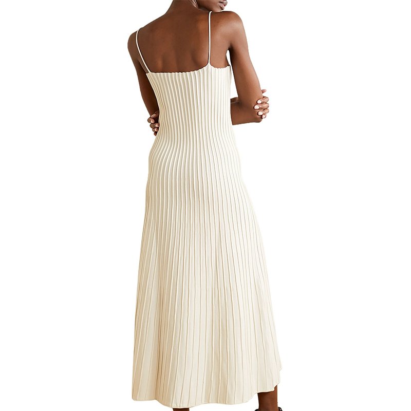 Custom Lady Elegant Evening dress Pleated Dresses Simple Yet Sensual Ribbed Knit Midi Dress
