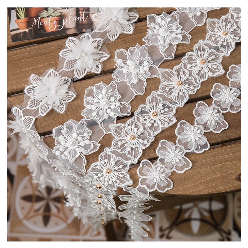 Handmade floral embroidery lace garment accessories handmade neckline sleeve skirt trim Embroidery fabric 3d flower lace fabric