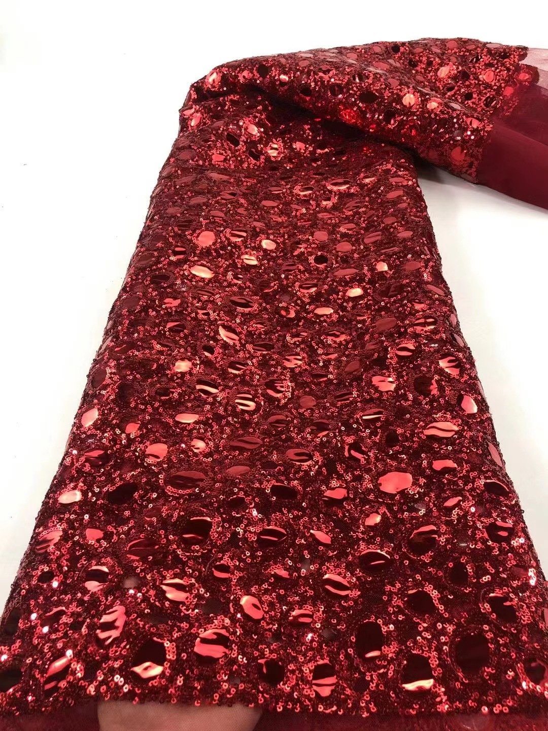 Beaded Sequin Mesh Lace Ethnic Style Garment Accessories African Lace Embroidery Fabric