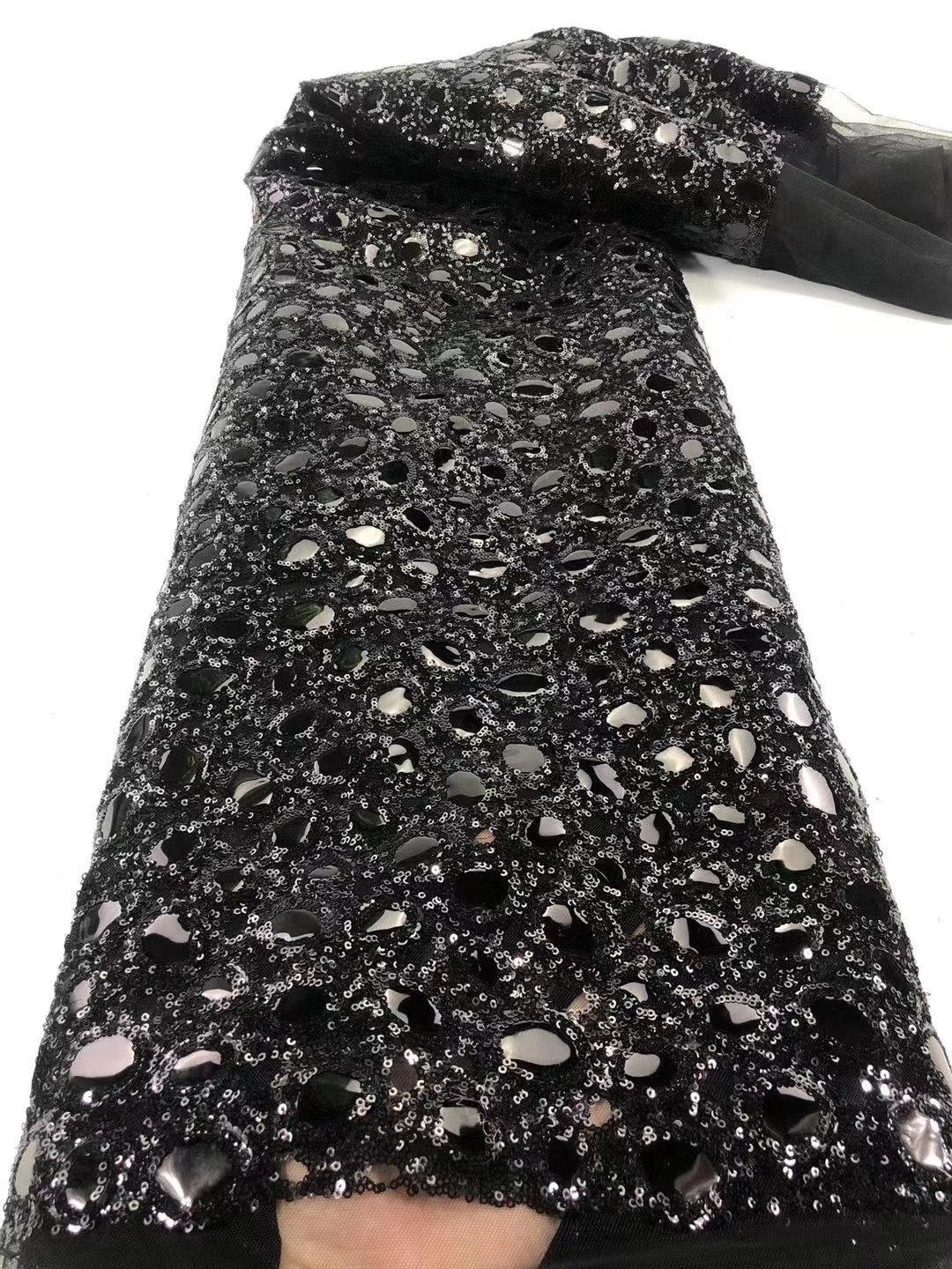 Beaded Sequin Mesh Lace Ethnic Style Garment Accessories African Lace Embroidery Fabric