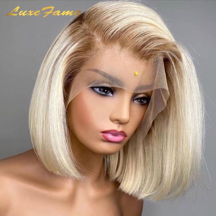 Cheap 613 Blonde Colored Bob Wig,Raw Peruvian Virgin Hair Wig Transparent Bob Full Lace Wig,Short Bob Wigs Human Hair Lace Front