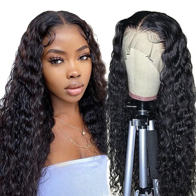 180% Density water wave 100% Human hair Lace Front Wigs Virgin Human Hair Water Wave Lace Front Wigs For Women