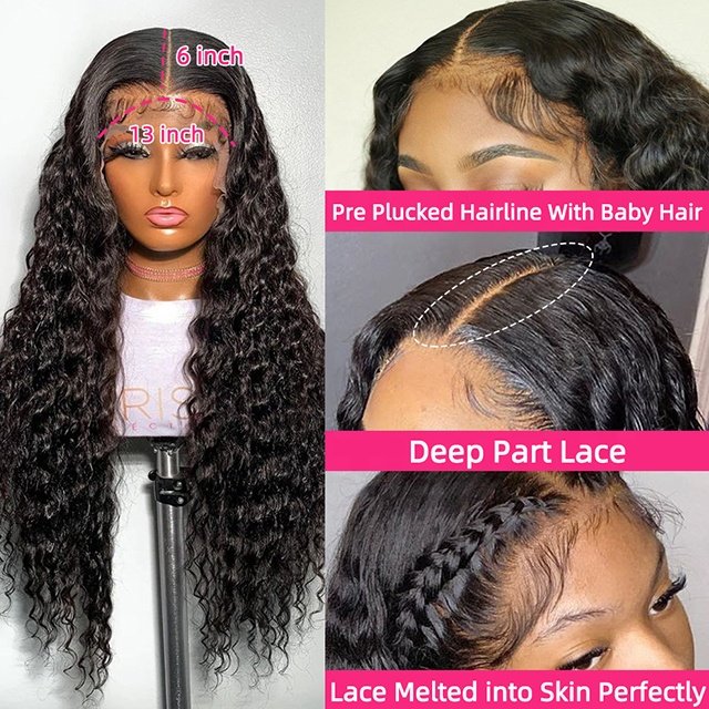 180% Density water wave 100% Human hair Lace Front Wigs Virgin Human Hair Water Wave Lace Front Wigs For Women
