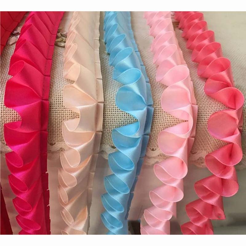 25mm diy garment accessories sewing lace ribbon pleated craft dress border sleeve collar cuff textile edge ruffle ribbon trims