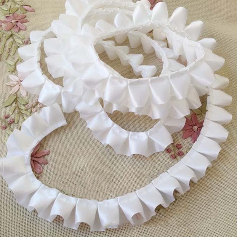 25mm diy garment accessories sewing lace ribbon pleated craft dress border sleeve collar cuff textile edge ruffle ribbon trims