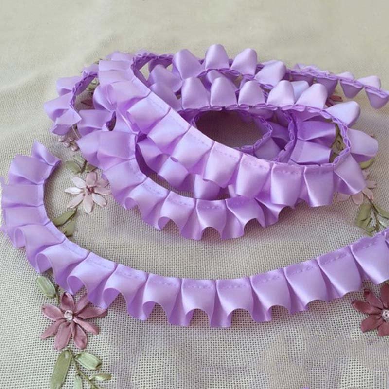 25mm diy garment accessories sewing lace ribbon pleated craft dress border sleeve collar cuff textile edge ruffle ribbon trims