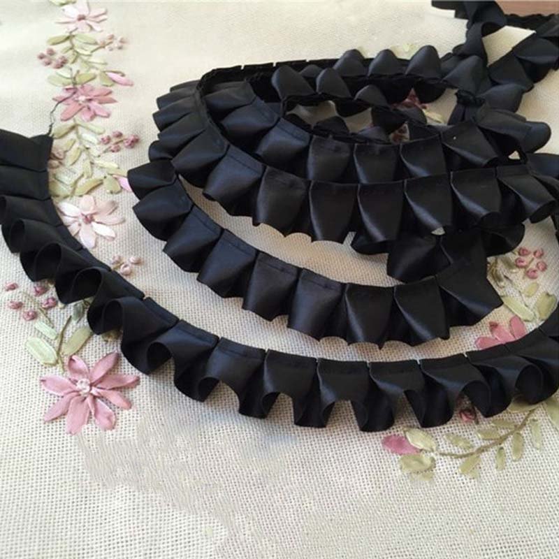 25mm diy garment accessories sewing lace ribbon pleated craft dress border sleeve collar cuff textile edge ruffle ribbon trims