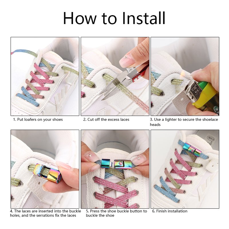 2024New Press Colorful Lock Shoelaces without ties Elastic shoelaces Sneaker Flat Lazy Shoelace No Tie Colorful Shoe laces