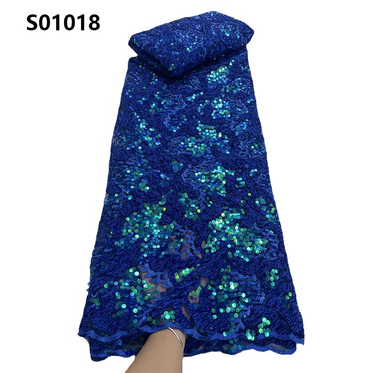 CHOCOO Glitter Sequin Embroidered African Lace Fabric Wholesale Price Soft Bridal Dress Lace Fabric