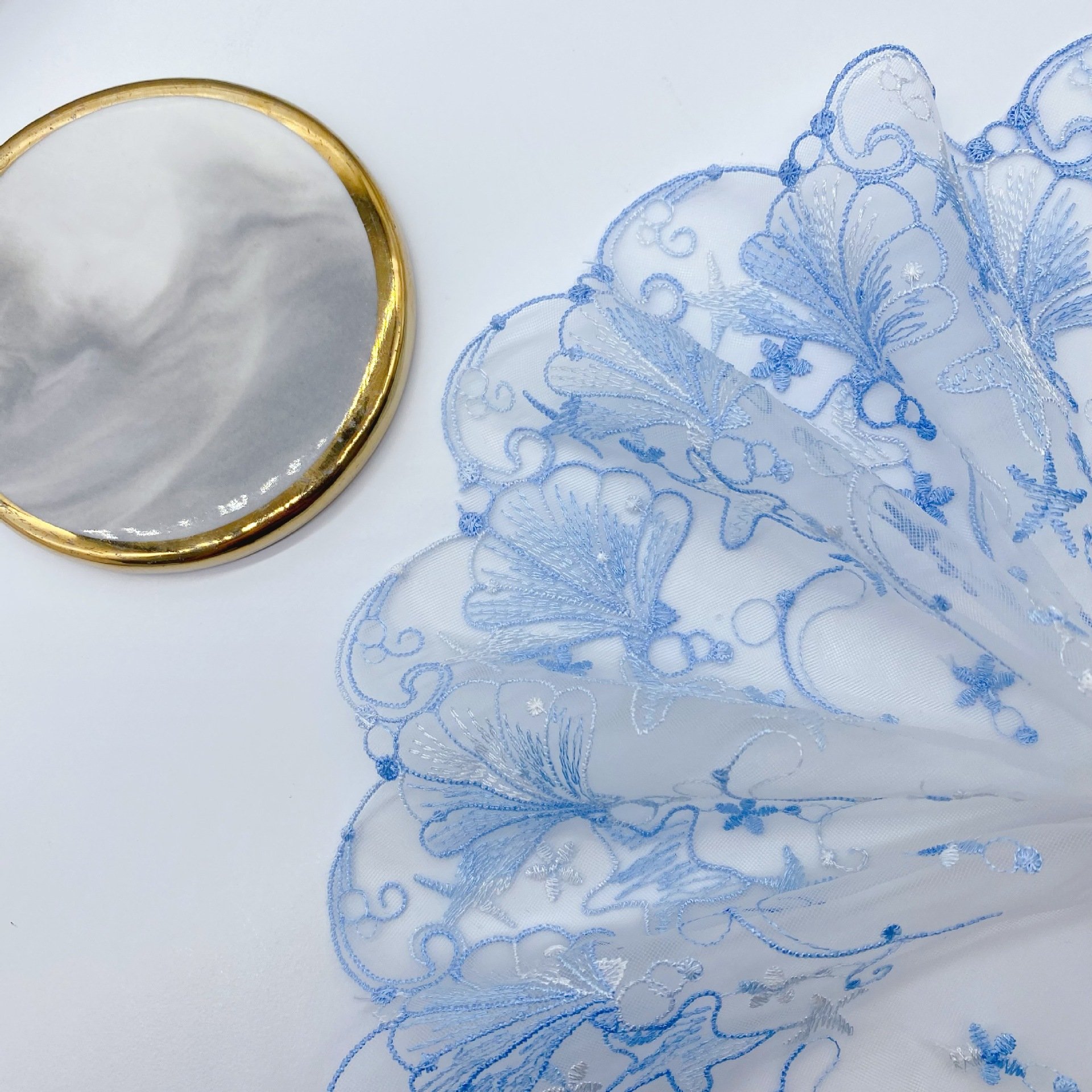Width 15.3 cm Polyester colorful Tulle Soft embroidery Lace trim Fabric stars mesh lace For women dress