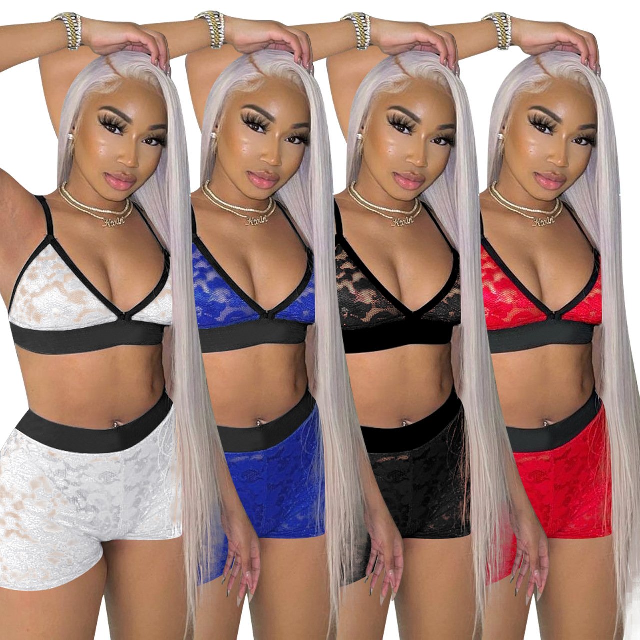 Wholesale Black Lace Boy Short Lingerie Set Bra And Boyshort 2 Pieces Temptation Sexy Underwear