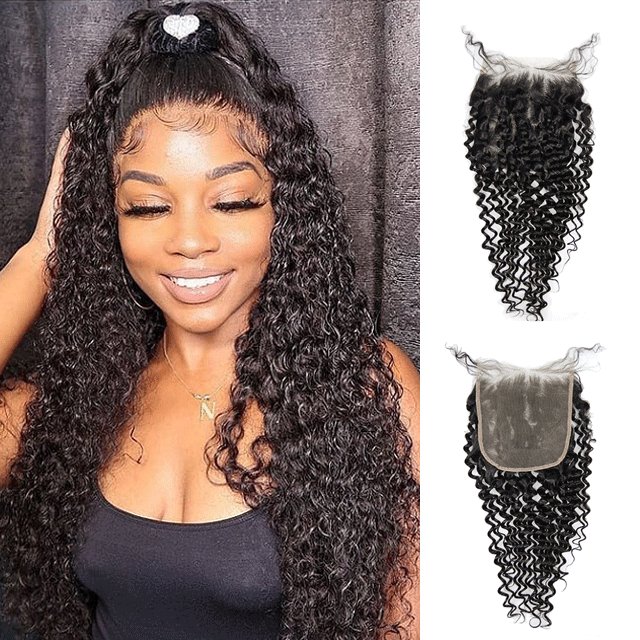 Best Quality Cheap Price HD Deep Wave Curly Lace Closure 4x4 5x5 6x6 free part middle part three part lace closure human hair