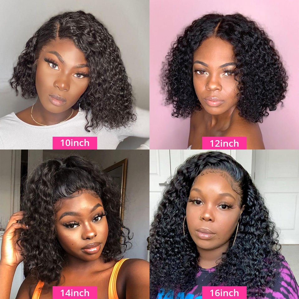 Cheap Natural Human Hair Hd Full Transparent Lace Water Wave Short Bob Wig Raw Indian Virgin Human Hair Lace Frontal Wig