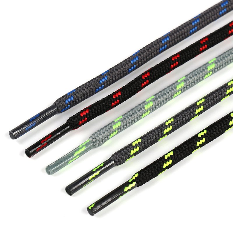 Hot Sale 60-180cm Premium Polyester Thick 4mm Rope Oval Shoelace Black Trainer Laces Wholesale