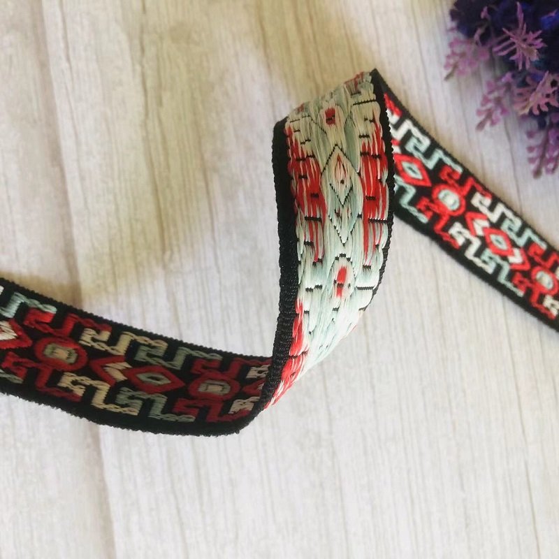 Ethnic Style Lace Jacquard Webbing Woven Tape For Garment Accessories Width 2.5cm ST-921