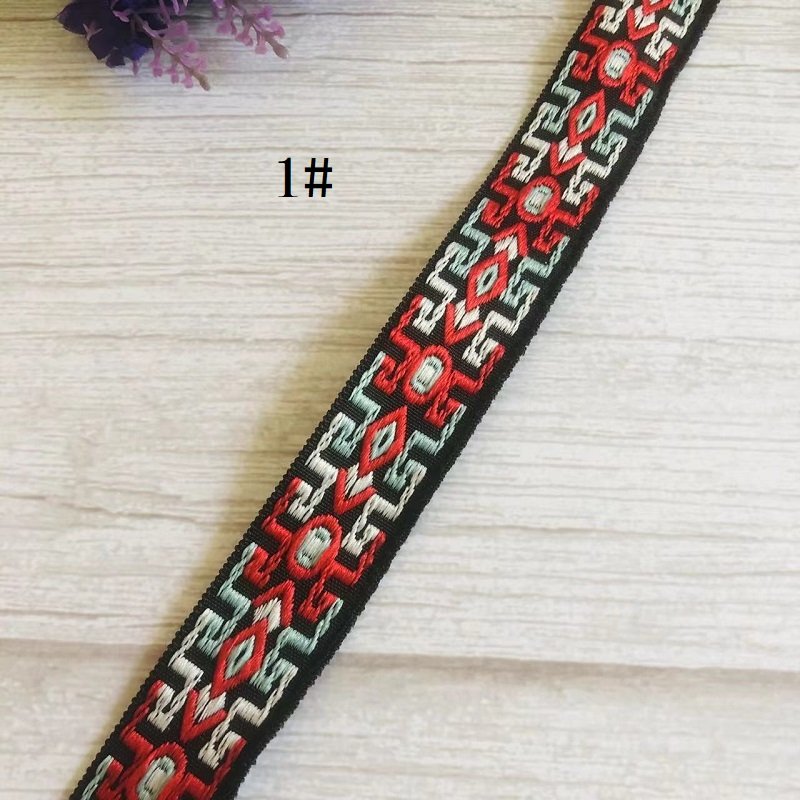 Ethnic Style Lace Jacquard Webbing Woven Tape For Garment Accessories Width 2.5cm ST-921