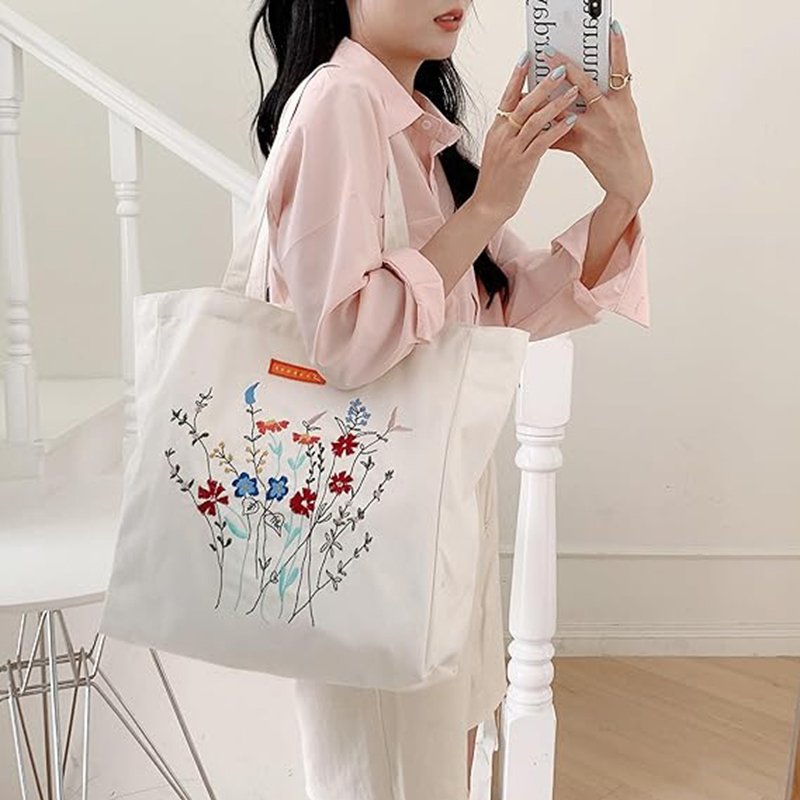 DIY Hand-embroidered Ribbon Embroidery Canvas Bag Kit Three-Dimensional Embroidery Fabric Creative DIY Bag