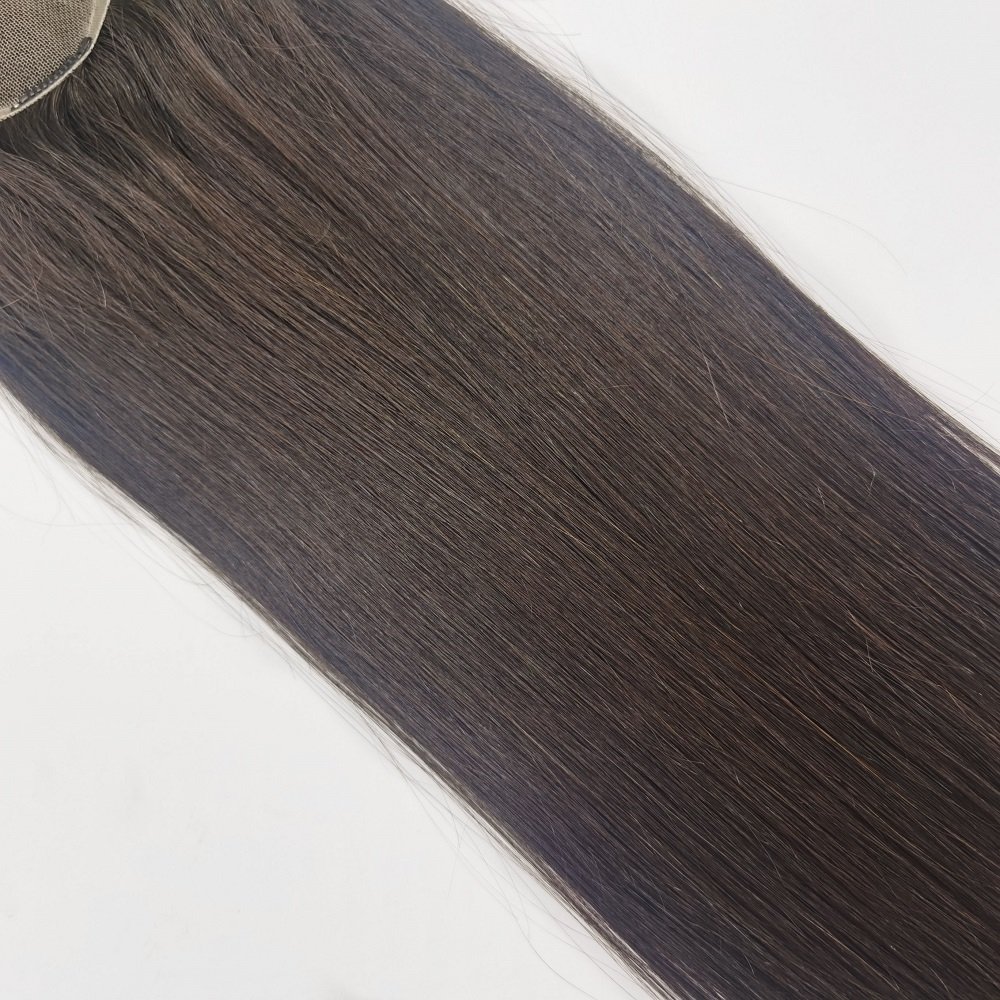 Wholesale Factory Invisible Hidden Knot Natural Scalp Swiss Lace Double Drawn Human Remy Hair Topper