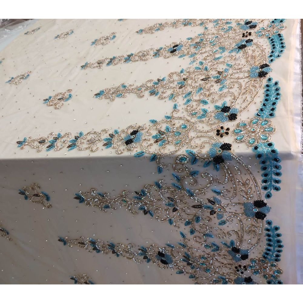Most selling silk fabric embroidery work fabric for all type dress making fabric from indian exporter