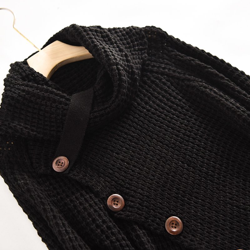 Custom OEM Winter Ladies Heather Gray Buttoned Wrap Turtleneck Women Sweater