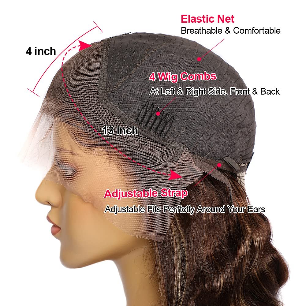 Ombre Highlight Lace Front Wig Body Wave Human Hair Wig 4/27 13x4 Lace Frontal Human Hair Wig Pre Plucked With Baby Hair