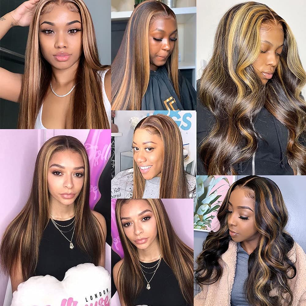 Ombre Highlight Lace Front Wig Body Wave Human Hair Wig 4/27 13x4 Lace Frontal Human Hair Wig Pre Plucked With Baby Hair