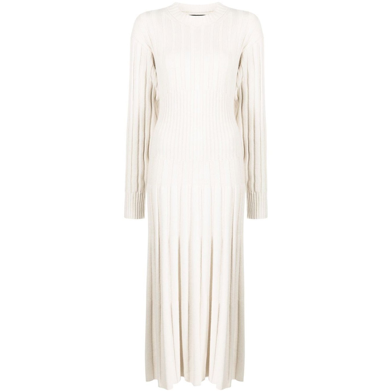 Knitwear Manufacturer Custom Knit Sweater dresses women lady elegant Long Sleeve Maxi White Ribbed Knit Sweater Dress Women