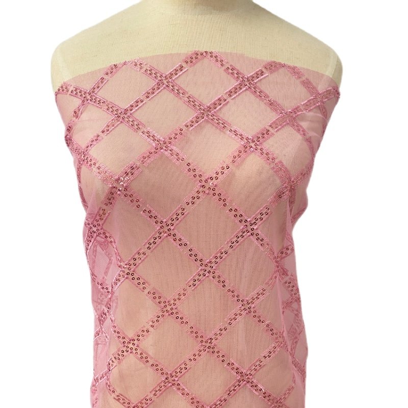Manufacturer Supplier Sequin Embroidery Fabric High Quality Sparkling Designs For Stylish Apparel And Decorative Use