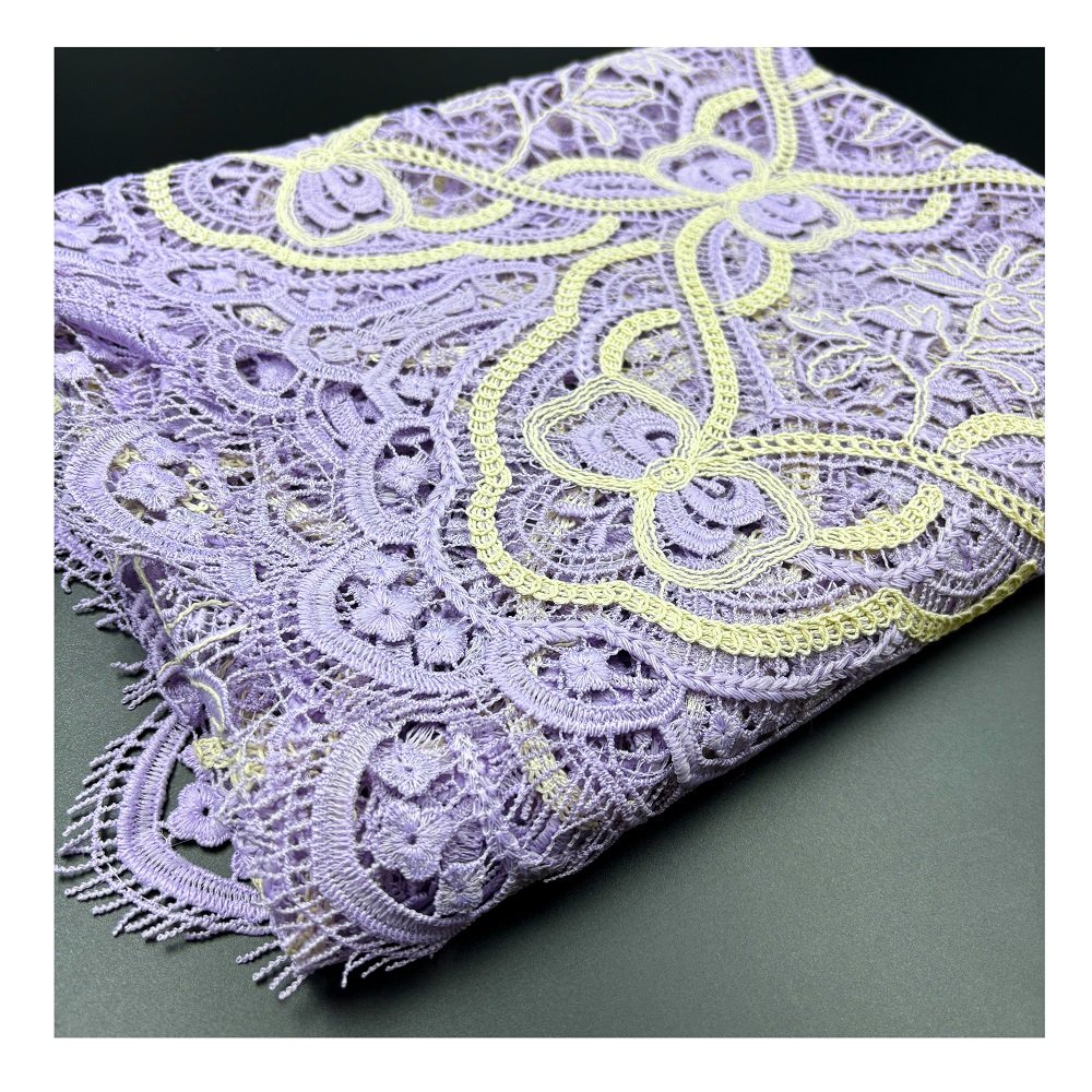Customizable polyester embroidery fabric guipure cord lace wedding 3d tulle fabric