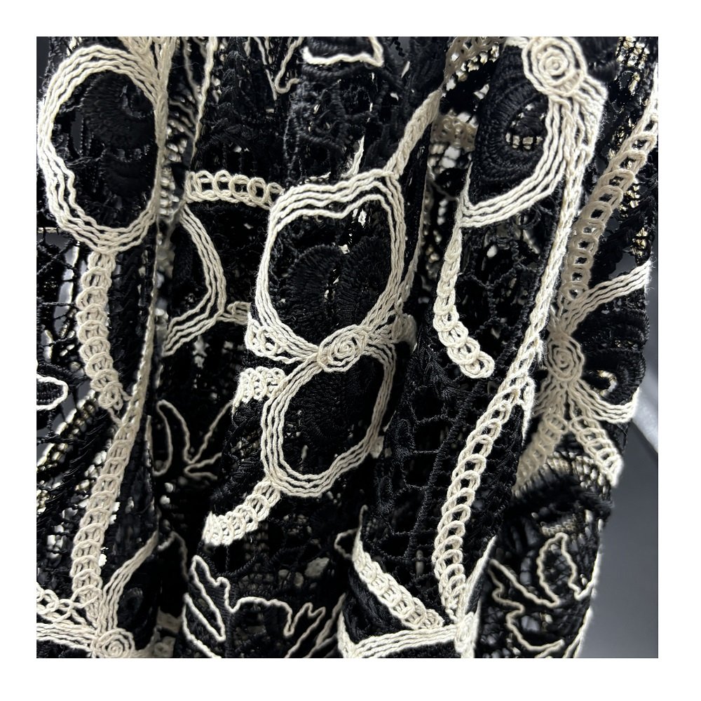Customizable polyester embroidery fabric guipure cord lace wedding 3d tulle fabric