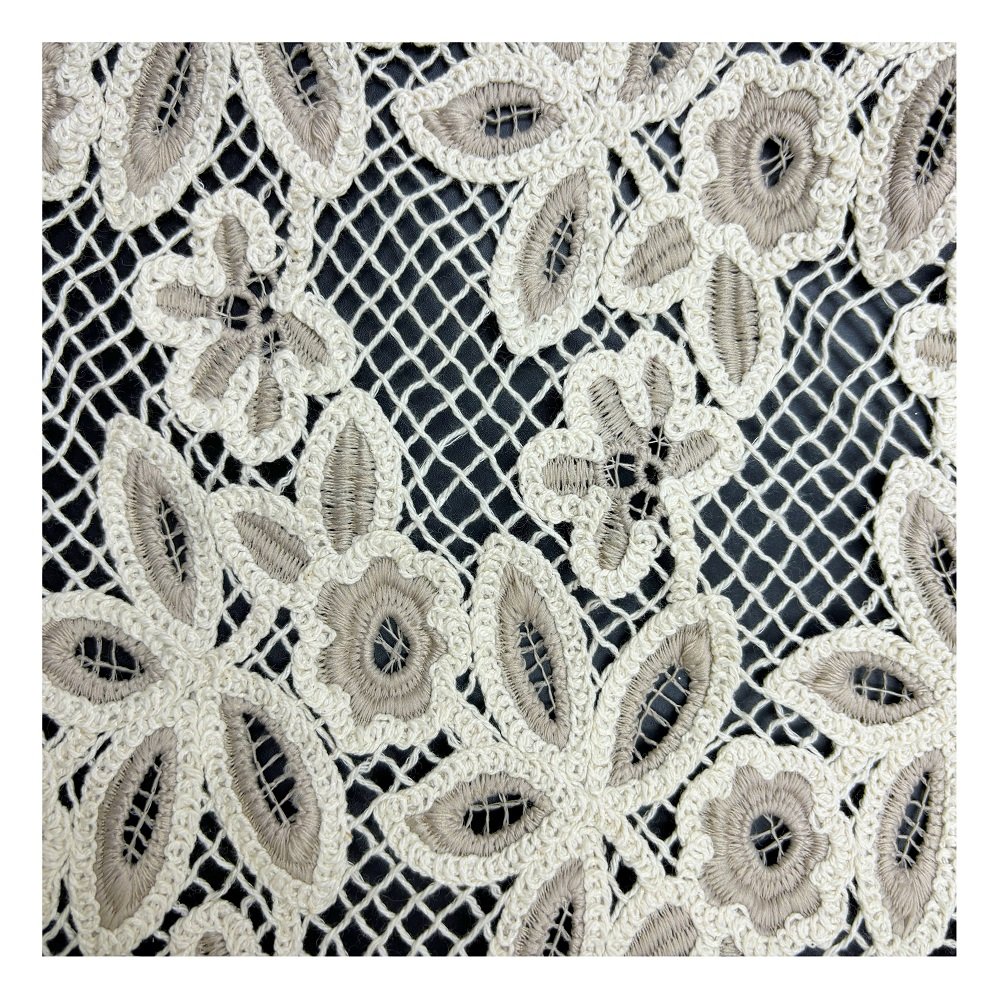 Customizable polyester embroidery fabric guipure cord lace wedding 3d tulle fabric