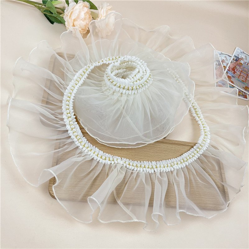 9CM Wide Organza Tulle Wed Fabric Ribbon Frills Needlework Glitter Beaded Fringe Lace Ruffle Trim Wedding Dress Sewing DIY Craft