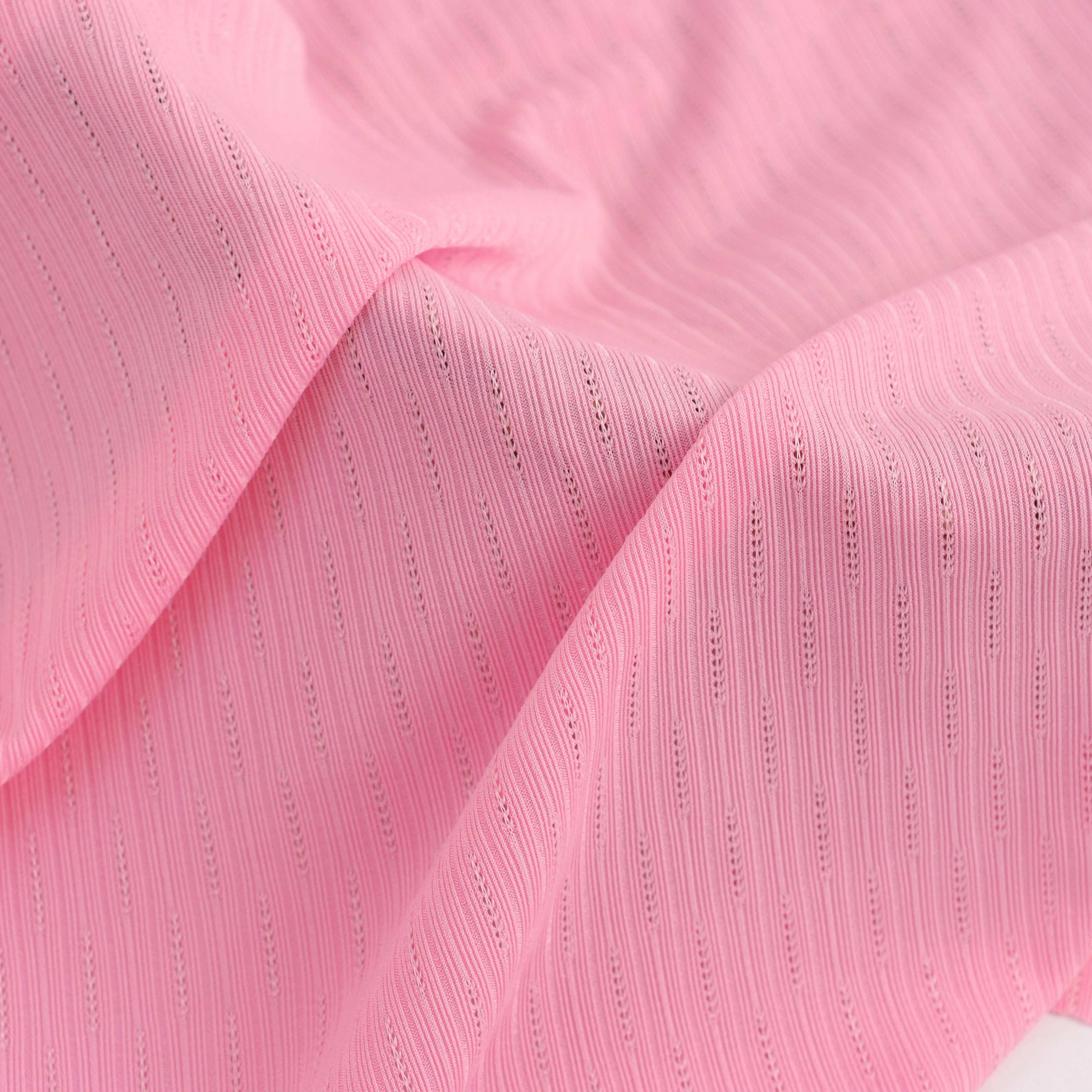 Custom fashion spring/Summer season 95% polyester 5% low stretch spandex double-dyed knit strip rib Maya fabric