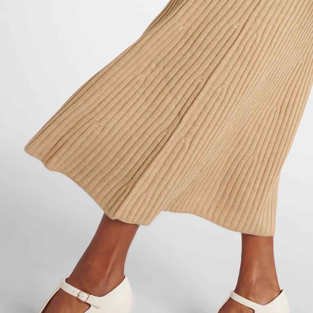 Knitwear Manufacturer Custom Spring Summer Autumn Winter Crewneck Slim-fitting Pleated Ribbed Vest Sleeveless Midi Dress
