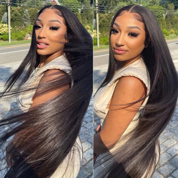 13x4 Long Lace Front Transparent Bone Straight Lace Frontal Raw Vietnamese Hair Glueless Swiss Lace Human Hair Wigs Black Women