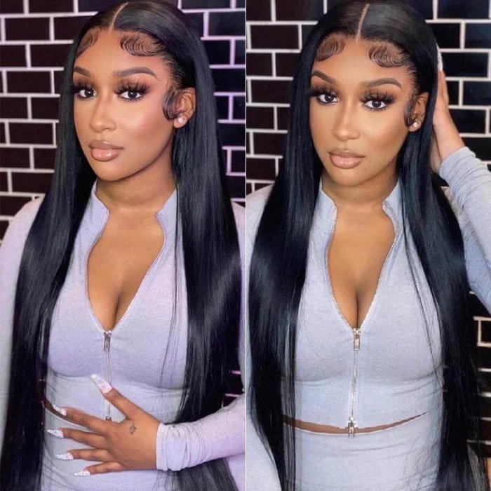 13x4 Long Lace Front Transparent Bone Straight Lace Frontal Raw Vietnamese Hair Glueless Swiss Lace Human Hair Wigs Black Women