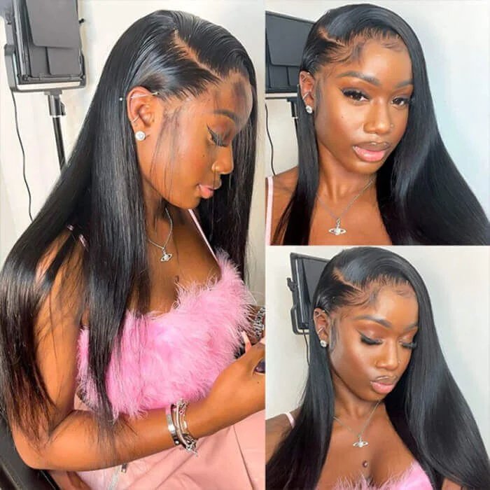 13x4 Long Lace Front Transparent Bone Straight Lace Frontal Raw Vietnamese Hair Glueless Swiss Lace Human Hair Wigs Black Women