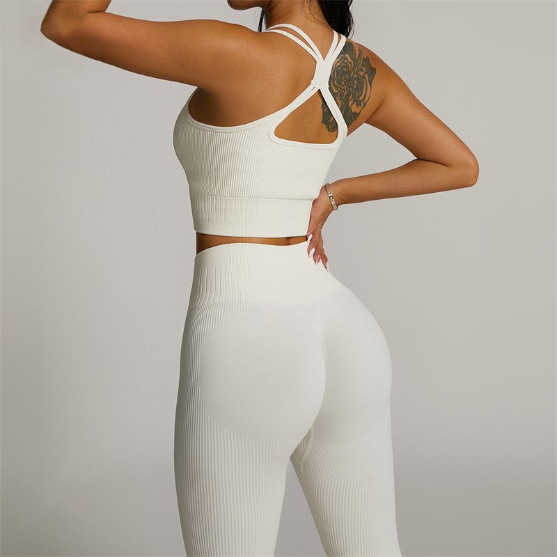 Yoga Set With Tank Top Ribbed Seamless Yoga Set Sports Gym Wear Yellow Yoga Gym Fitness Sets