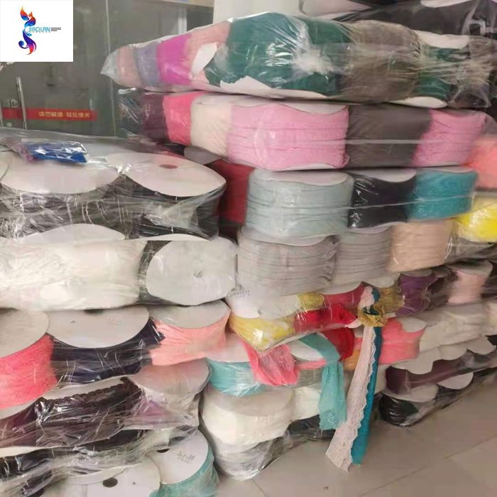 Factory cheap kilo price mixed design nylon spandex lace border stock fabric
