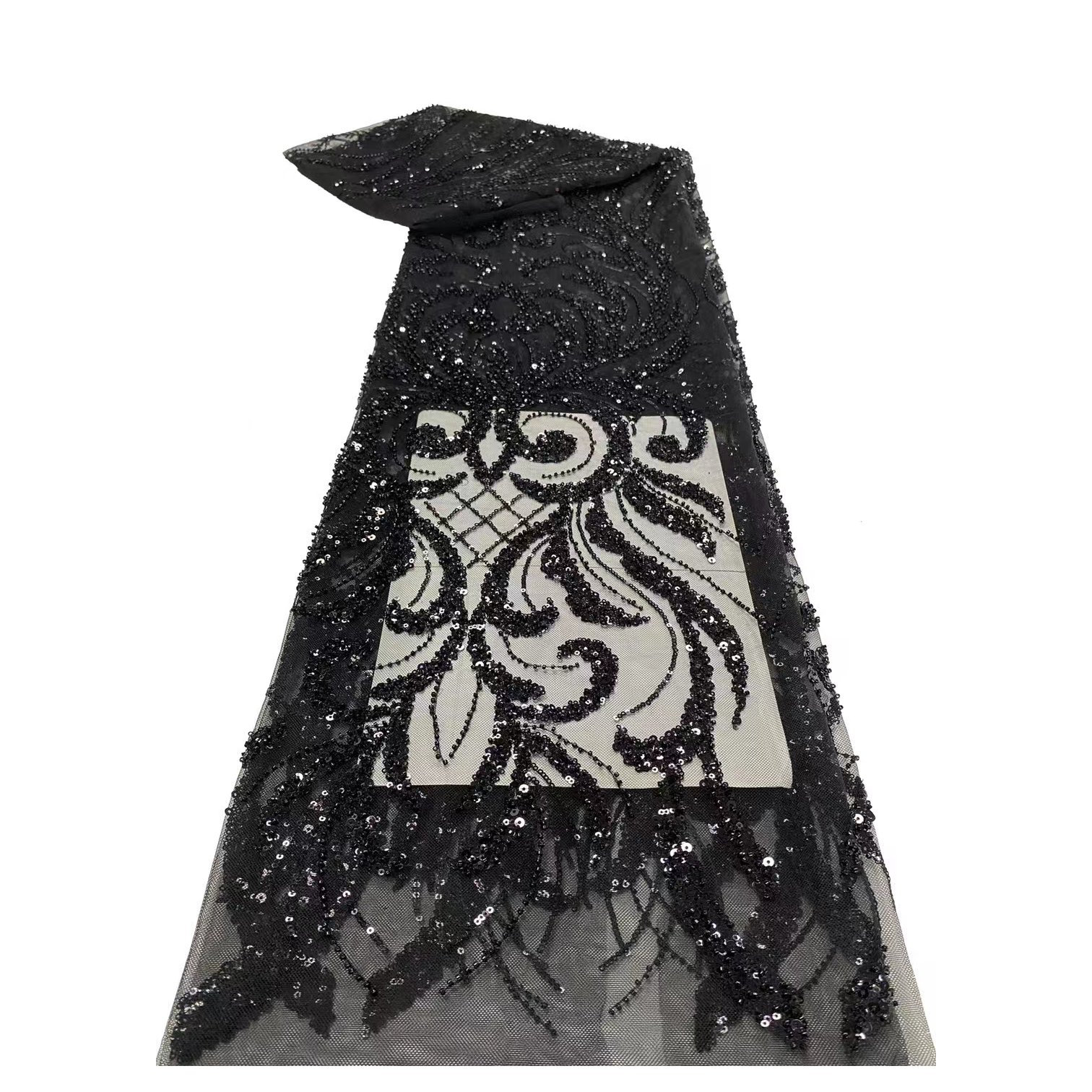 Symmetrical Shape Good Price Of New Design Sequin Embroidery Bead Embroidery Fabric Stretch Lace
