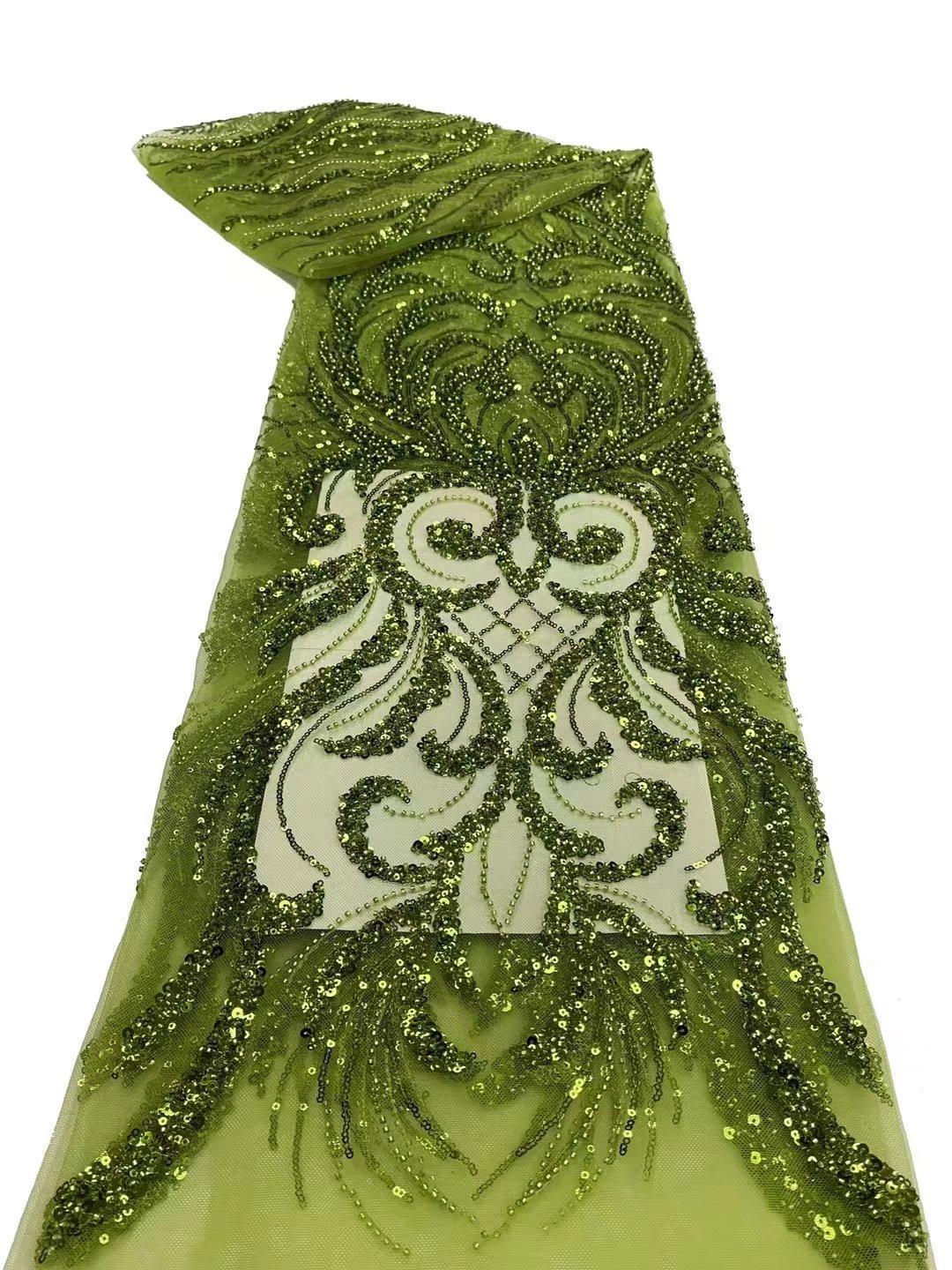 Symmetrical Shape Good Price Of New Design Sequin Embroidery Bead Embroidery Fabric Stretch Lace