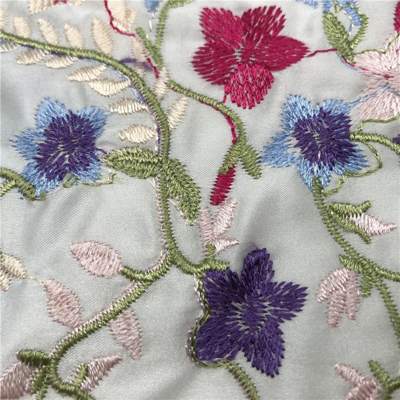 high quality embroidery fabric stretch satin Embroidered Fabric sewing fabric for dress