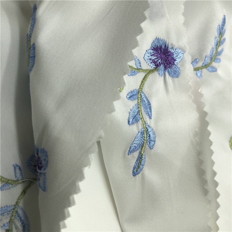 high quality embroidery fabric stretch satin Embroidered Fabric sewing fabric for dress