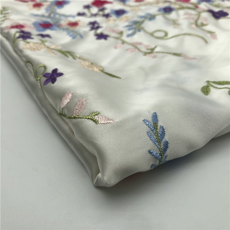 high quality embroidery fabric stretch satin Embroidered Fabric sewing fabric for dress