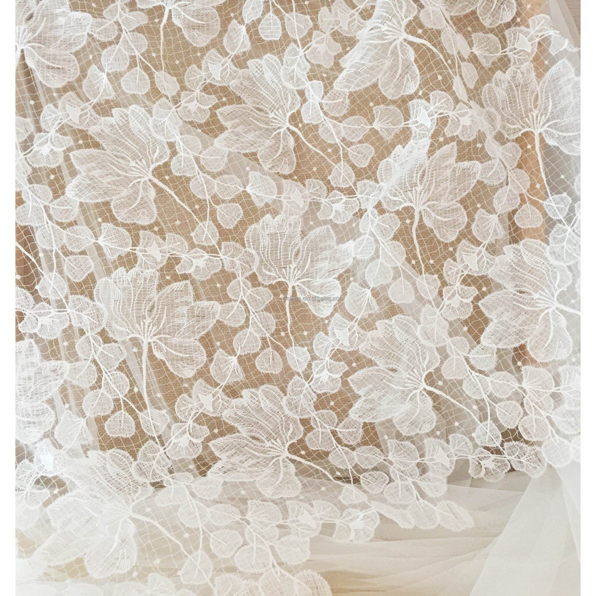DELACE white plain embroidery lace simple elegant bridal weddngdress lace fabric