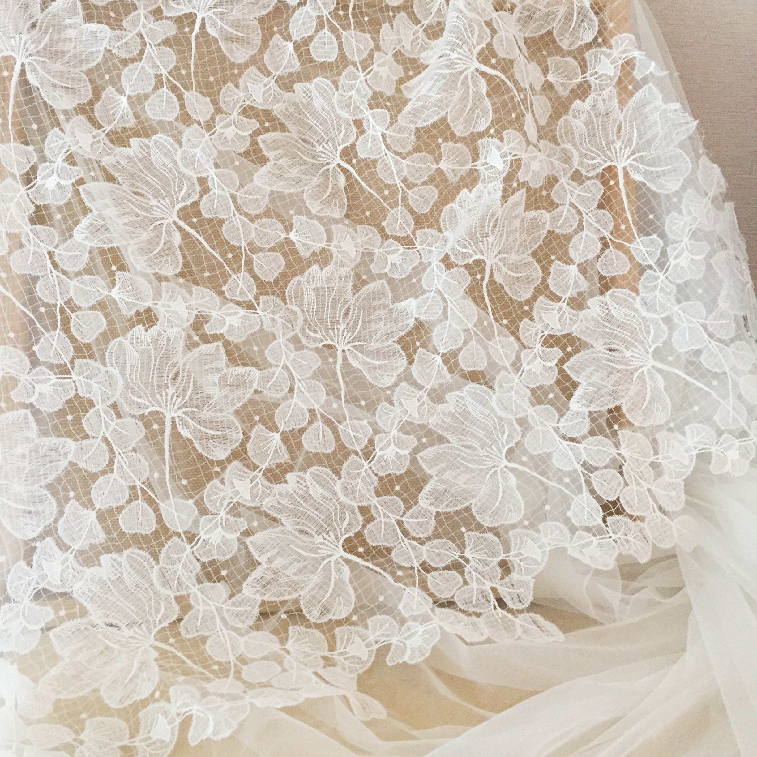 DELACE white plain embroidery lace simple elegant bridal weddngdress lace fabric